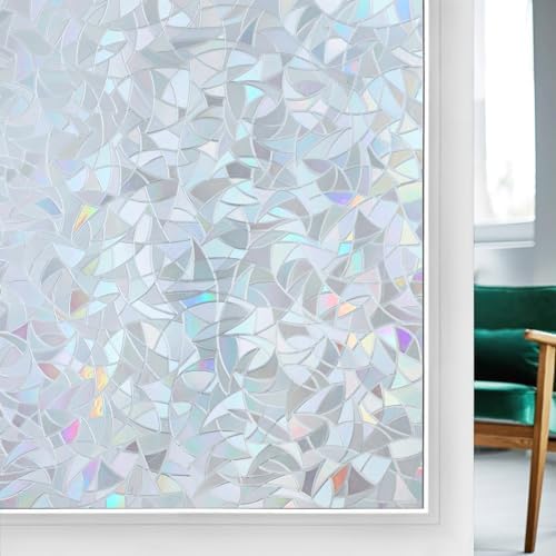 rabbitgoo Rainbow Window Privacy Film, Static Cling, Silver, 17.5" x 78.7" by rabbitgoo