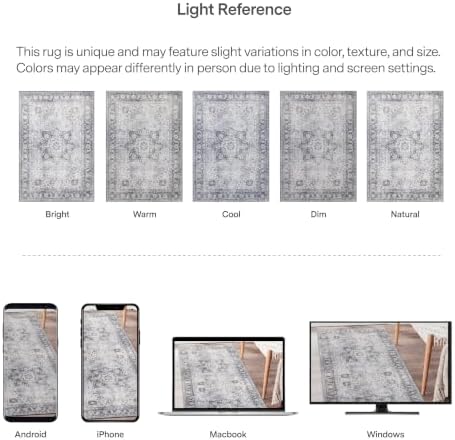 ReaLife Rugs Machine Washable Area Rug Runner - Living Room Bedroom Bathroom Kitchen Entryway Office - Padded Low Pile Stain Resistant Premium - Boho Farmhouse Vintage - Joy - Gray 2'6" x 6' - Image 6