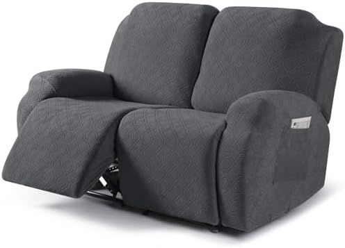 VANSOFY Oversized Stretch Recliner Loveseat Cover, Charcoal Gray, 2 Seater by VANSOFYFURNITURECOVERS