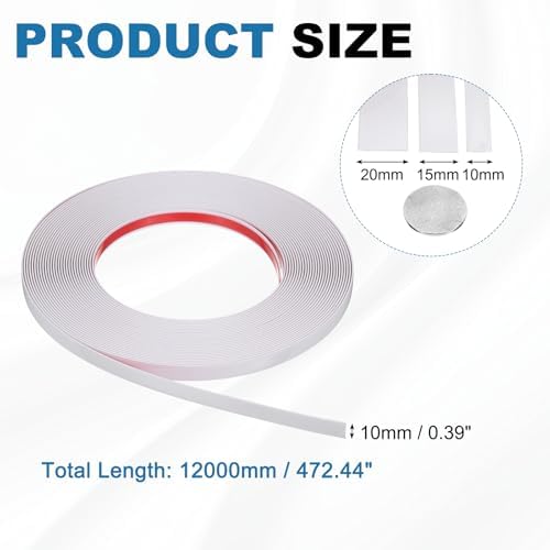 uxcell White Peel and Stick Molding Trim, 0.4 Inch x 39.4 ft Self-Adhesive Mirror Tape, Flexible PVC Border Strip for Wall Decoration Tile Edge Ceiling Floor Frame Furniture Decoration - Image 2