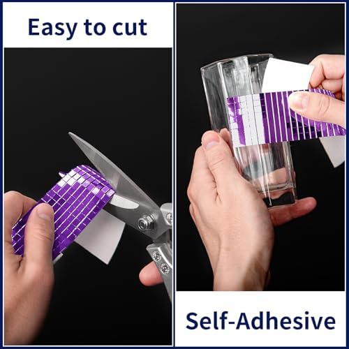 Art3dwallpanels Mirror Mosaic Disco Tiles Self Adhesive Glass, Purple - Image 3