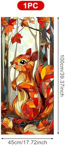 HOMETITUTE Autumn Squirrel Leaf Privacy Window Film Cling 17.7x39.3 PVC - Image 3