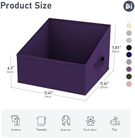 DIMJ Closet Storage Bins 6 Pack - Fabric Storage Baskets for Shelves, Collapsible Clothes Organizer, Trapezoid Shelf Organization Storage Cubes for Purse, Toys, Books, Towel, Clothes, Purple - Image 2