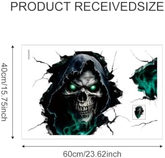 ANNA QUEEN Grim Reaper Skull Wall Decals Peel and Stick Halloween Wall Stickers, Dark Horror Removable Vinyl Wall Decor, Scary Skeleton Wall Art for Haunted House Bedroom Living Room Party Decorations - Image 2