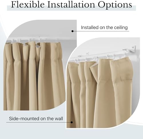 RYB HOME Room Divider Curtain with Flexible Track Wall/Ceiling Mount - Image 3