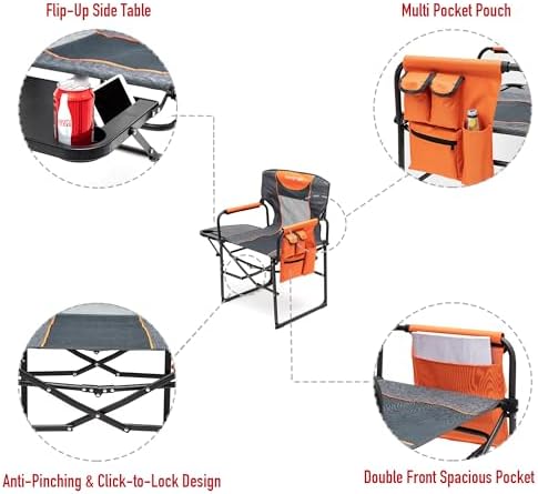 SUNNYFEEL Oversized Camping Chair Portable Directors Chairs with Side Table - Image 6