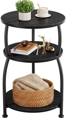3-Tier Round Side Table, 15.7 inch End Table Nightstand by designyourhome