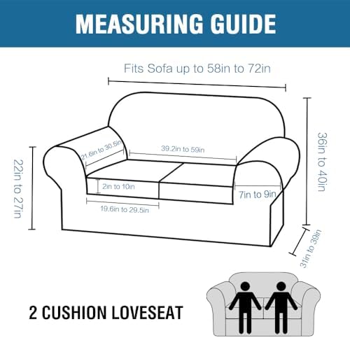H.VERSAILTEX Real Velvet Plush 3 Piece Stretch Sofa Covers Couch Covers for 2 Cushion Couch Loveseat Covers Width Up to 72 Inch Feature Thick Soft Stay in Place (Medium Sofa, Stone Blue) - Image 2