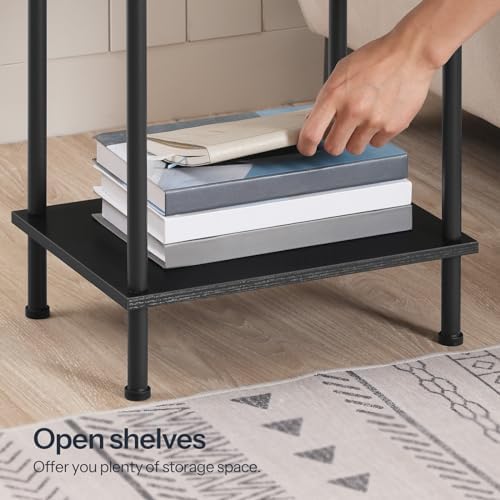 HOOBRO End Table, Small Side Table, Nightstand with 2-Layer Storage Shelves, Sofa Table for Small Spaces, Living Room, Bedroom, Stable Frame, Easy Assembly, Black BB09BZ01 - Image 6