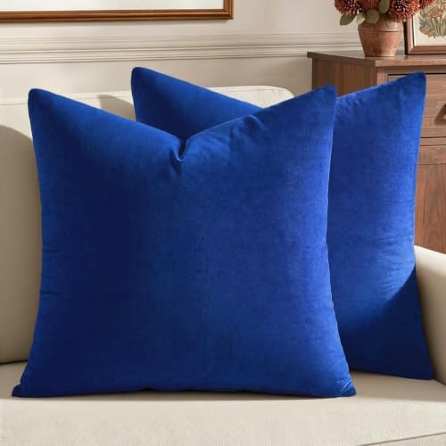 MIULEE Velvet Throw Pillow Covers 20x20 Inch Pack of 2 Royal Blue by MIULEE