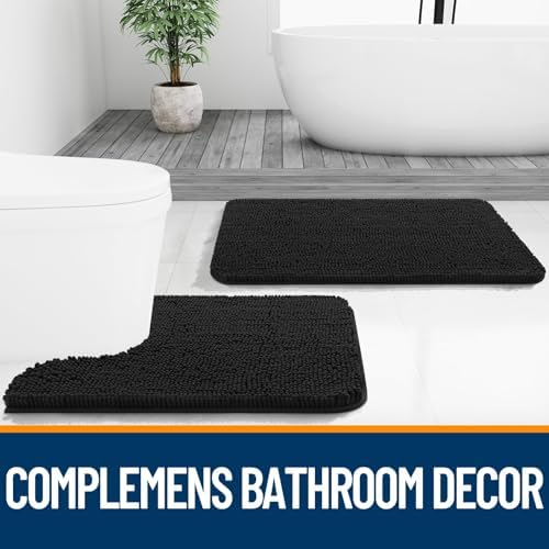OLANLY Toilet Rugs U-Shaped 24x24, Soft Absorbent Chenille Contour Rugs - Image 7