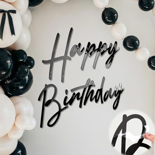 Yousoontic Happy Birthday Sign for Backdrop, 23 x 20 Inch, Classic, Black by Yousoontic