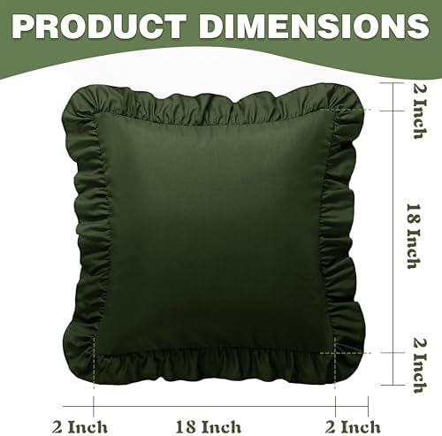 KKJIAF 2 Pack Ruffle Pillow Cases 18x18 Inches, Olive Green - Image 3