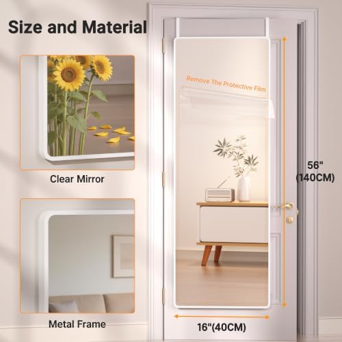 Hasipu Door Mirror Full Length, 56 x 16 Inch Full Body Wall Mirror Over The Door Hanging Mirror for Bedroom, Living Room, Cloakroom - Image 4