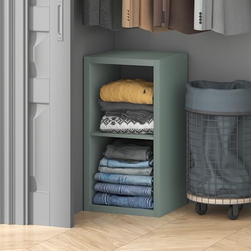 Furinno Cubic Extra Thick 2-Cube Closet Organizers and Storage, Sage Green by Furinno-FitsYourSpaceFitsYourBudget