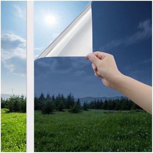 Haton Window Tint for Home, One Way Film, Blue Silver 35.4" x 78.7" by HatonHomeDecor