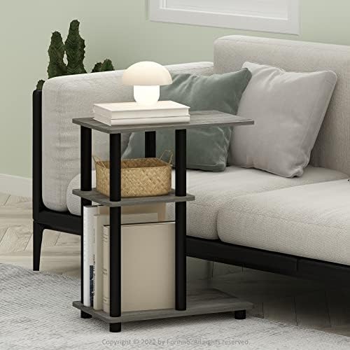 Furinno Turn-N-Tube Toolless C-Shape Side Table, 3-Tier, French Oak - Image 2
