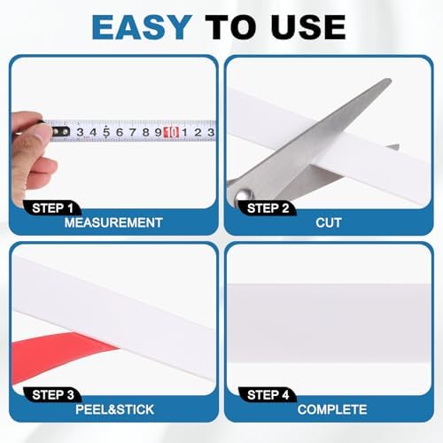 uxcell White Peel and Stick Molding Trim, 0.8 Inch x 39.4 ft Self-Adhesive Mirror Tape, Flexible PVC Border Strip for Wall Decoration Tile Edge Ceiling Floor Frame Furniture Decoration - Image 5