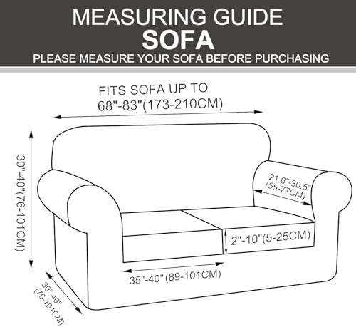 U-NICE HOME 3 Pieces Stretch Couch Cover Sofa Slipcover, Beige - Image 7