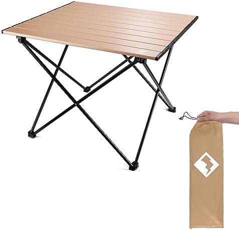 VILLEY Portable Camping Side Table, Ultralight Aluminum Folding Beach Table by VILLEY