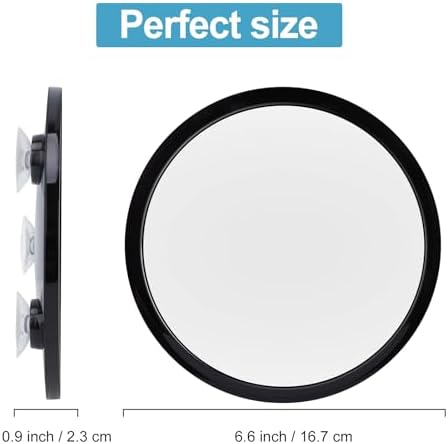 Fogless Shower Mirror for Shaving and Makeup with 3 Removable Powerful Suction Cups, Shatterproof Anti Fog Mirror for Shower and Bathroom, Glassless Safety Kids Mirror (Black) - Image 3