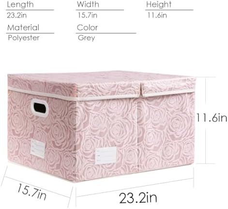 PRANDOM Jumbo Collapsible Storage Boxes with Lids Fabric Decorative Storage Bins Cubes Organizer Baskets with Cover Handles Divider for Bedroom Closet Living Room 23.2x15.7x11.8 Inch 3 Pack - Image 4