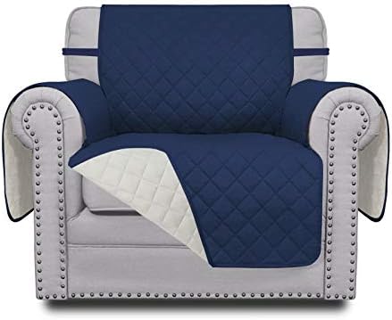Easy-Going Reversible Couch Cover, Small Chair, Navy/Ivory by Easy-Going