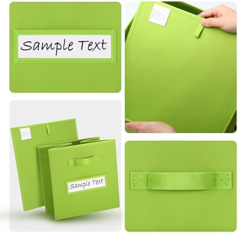 Fabric storage cubes (8 Pack) 13 Inch Cube Storage Bin, cube organizer bins with 8 Labels Window Cards & a Pen, Foldable cube organizer bins and Storage Box, lime green - Image 3