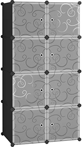 C&AHOME 8-Cube Storage Organizer with Door Cube Shelf Closet Cabinet Black by CAHOME