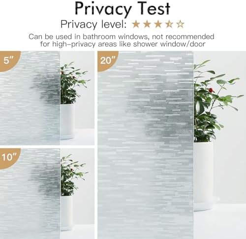 Haton Window Privacy Film, Frosted Stripe Non-Adhesive, 29.5" x 78.7" - Image 5