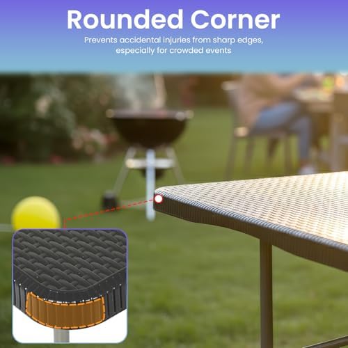 FDW | 6FT Folding Table | Black Ratten | Portable Plastic Table - Image 4