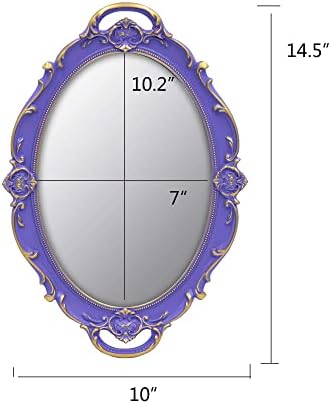 YCHMIR Vintage Small Mirror 14.5 x 10 Inch Oval Purple Wall Mirror - Image 4
