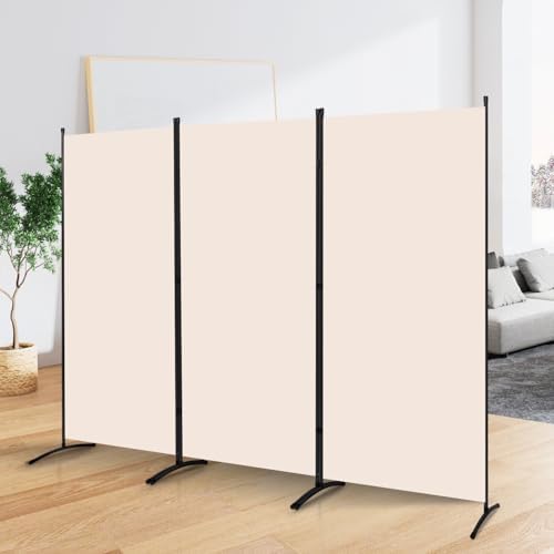 3 Panel Folding Room Divider, Sturdy Frame Freestanding Wall Divider by YASRKML