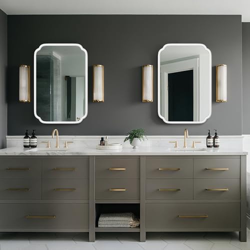 Ferytange White Bathroom Mirror for Wall 20×30 Inch - Multi-Size Durable Iron Frame, Shatterproof Glass, Versatile for Bathroom/Bedroom/Living Room Decor (Horizontal or Vertical Mount) - Image 2