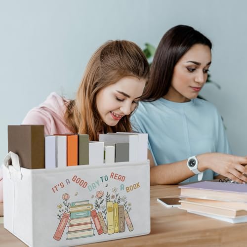 Marsui 1 Pcs Book Storage Basket Its a Good Day to Read a Book, Fresh Color - Image 5