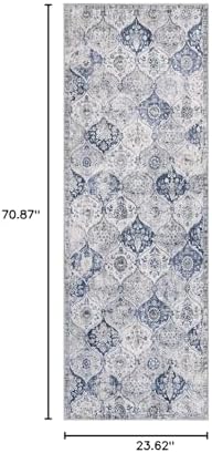 Lahome Moroccan Washable Runner Rug, 2x6 Blue Kitchen Runners for Hallways - Image 2