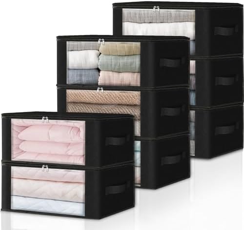 HomeHacks 8-Pack Clothes Organizer Storage Bags, 35L Storage Bins, Black by HomeHacks