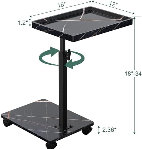C Table End Table Adjustable Height, 360°Swivel TV Tray Table for Small Spaces, Couch Tables That slide under, C Shaped Side Tables living room and bedroom for Sofa, Bed,Chair, Snack (1, Black) - Image 3