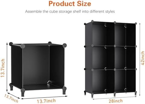 HOMIDEC XLarge Cube Storage Organizer,13.7 Inch Closet Organizer Storage Cabinet Shelf Bookshelf with Metal Hammer, Storage Cubes Organizers Cabinet for Kids, Closet, Bedroom, Bathroom Black - Image 2