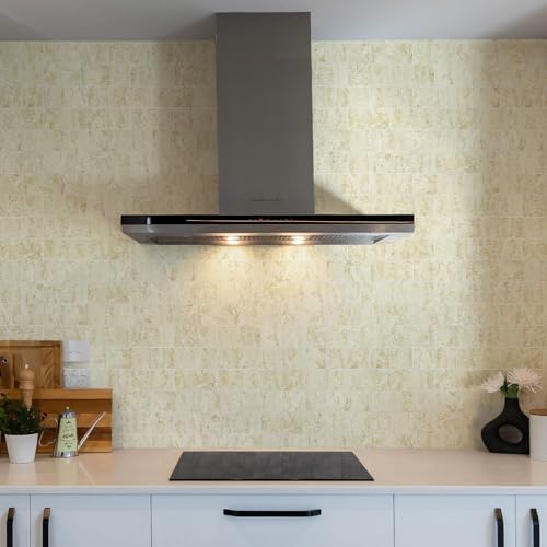 Vamos Tile 100-Piece Peel and Stick Backsplash Seamless Tile,3''x6'' Textured Beige Travertine with White Grout PVC Subway Tile,Stick on Backsplash for Kitchen/Bathroom/Laundry Room - Image 2