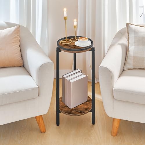 HOOBRO Small Round Side Table, 2-Tier Circle End Table for Small Space - Image 4