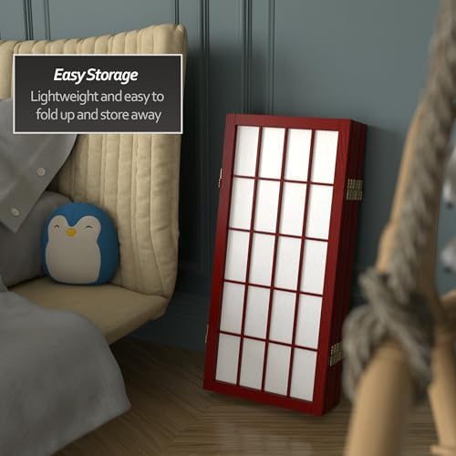 2 ft. Short Desktop Window Pane Shoji Screen - Rosewood - 6 Panels - Image 5