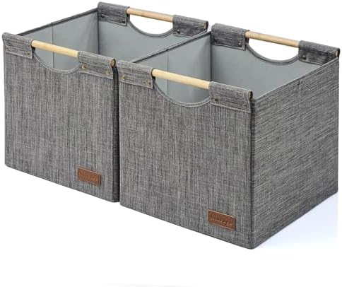 KAKAMAY Fabric Cube Storage Bin, Fits Kallax Shelf 13x15x13 2PK Dark Grey by KAKAMAY