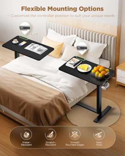 28"x 16" Electric Overbed Table, Rolling Laptop Desk for Bed, Black - Image 7