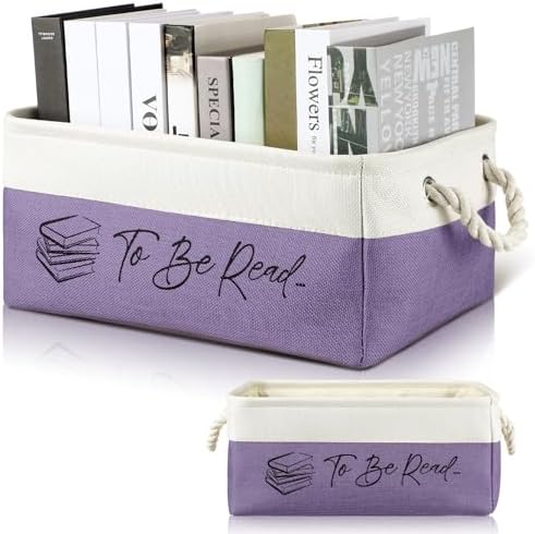 Marsui 1 Pcs TBR Basket Book Storage Bin Bookish Gifts, White Purple by Marsui