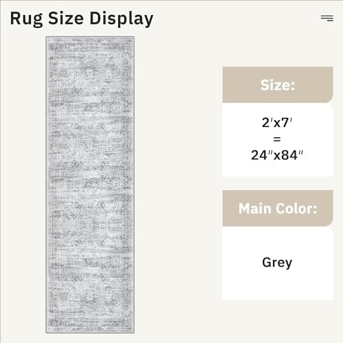 Soalmost Runner Rug 2x7 Washable Non-Slip Hallway Rugs for Kitchen Grey - Image 5