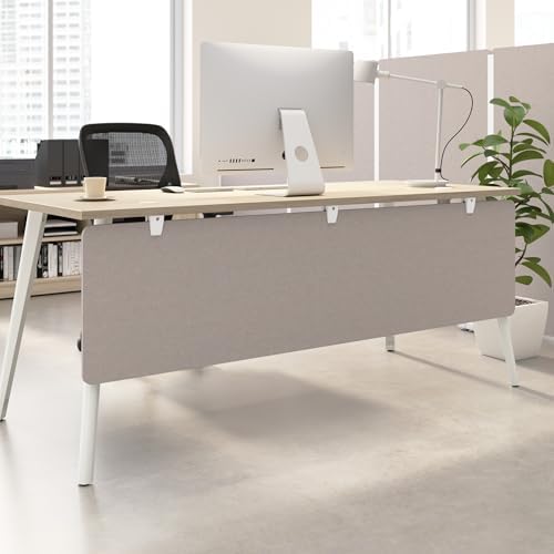 Bush Business Furniture 70W Desktop Privacy Screen in Warm Beige, Desk Mounted Office Partition with Acoustic Sound Dampening Panel - Image 3