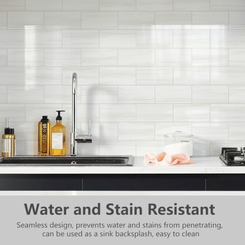 STICKGOO 10-Sheet Backsplash Peel and Stick Subway Tile(Thicker Design, Glossy Dolomite White) - Image 2
