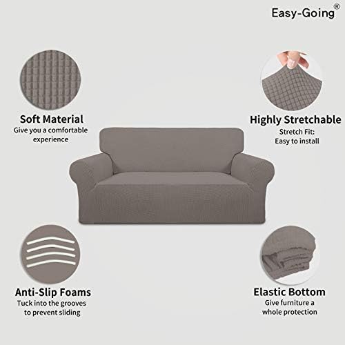 Easy-Going Stretch Oversized Loveseat Couch Covers Washable Taupe - Image 3