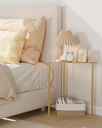 Yawinhe Triangle Metal Side Table,2-Tier Small Corner Table,Golden,1 Pack - Image 2